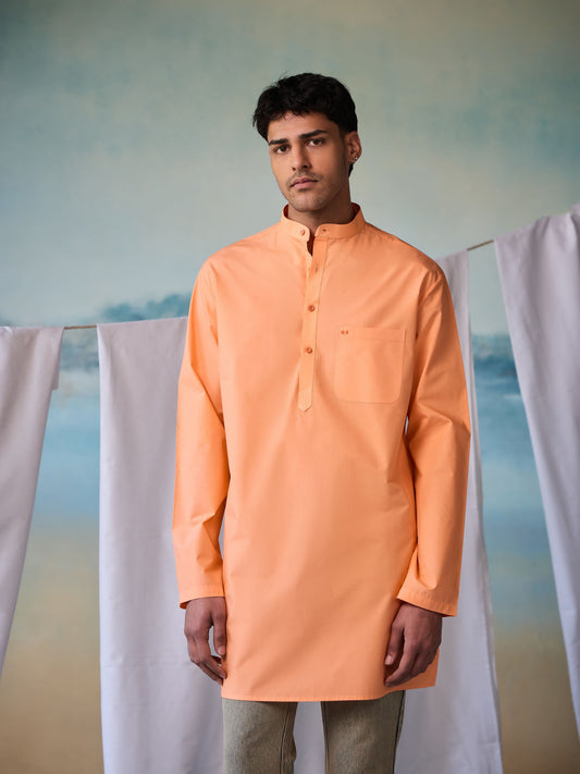 Misraa Signature Kurta - Papaya Orange (Men)