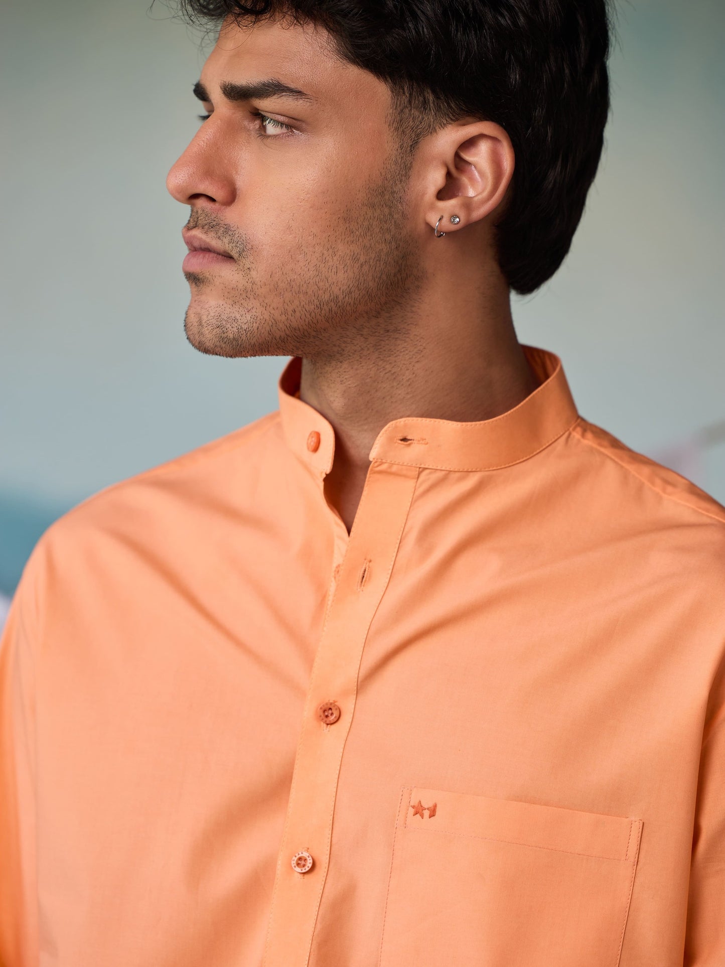 Misraa Signature Kurta - Papaya Orange (Men)