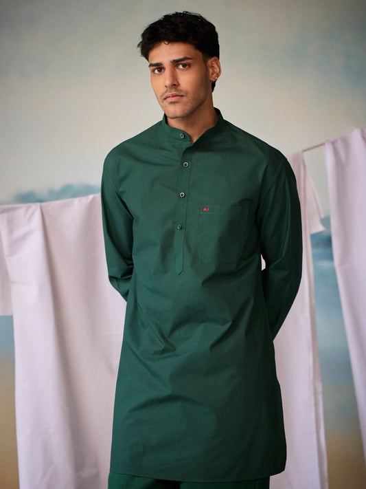 Misraa Signature Kurta - Dark Green (Men)