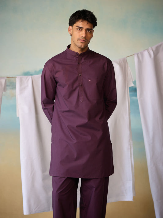 Misraa Signature Kurta - Plum Purple (Men)