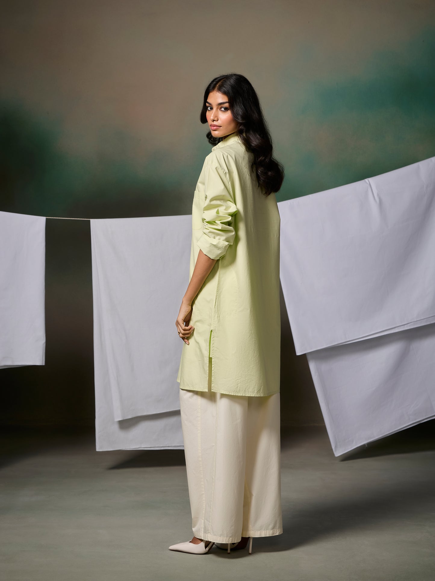 Misraa Signature Kurta - Willow Green (Women)