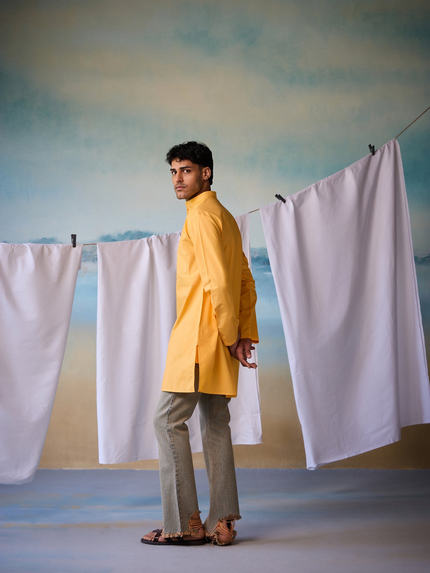 Misraa Signature Kurta - Amber Yellow (Men)