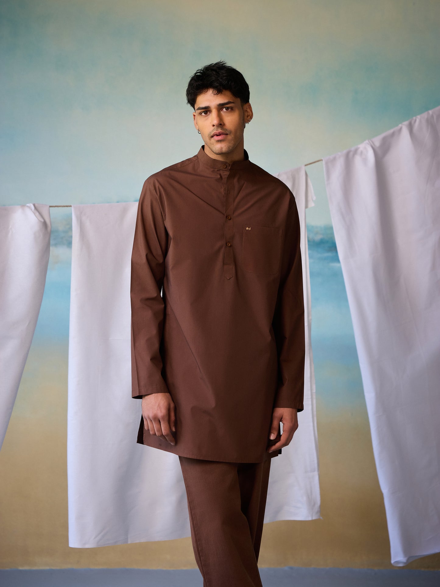 Misraa Signature Kurta - Chocolate brown (Men)