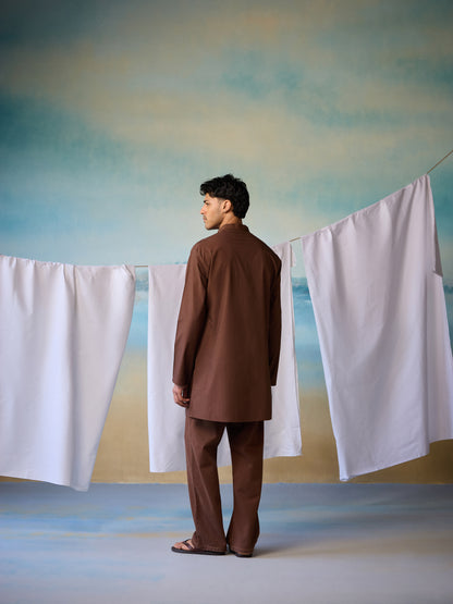 Misraa Signature Kurta - Chocolate brown (Men)