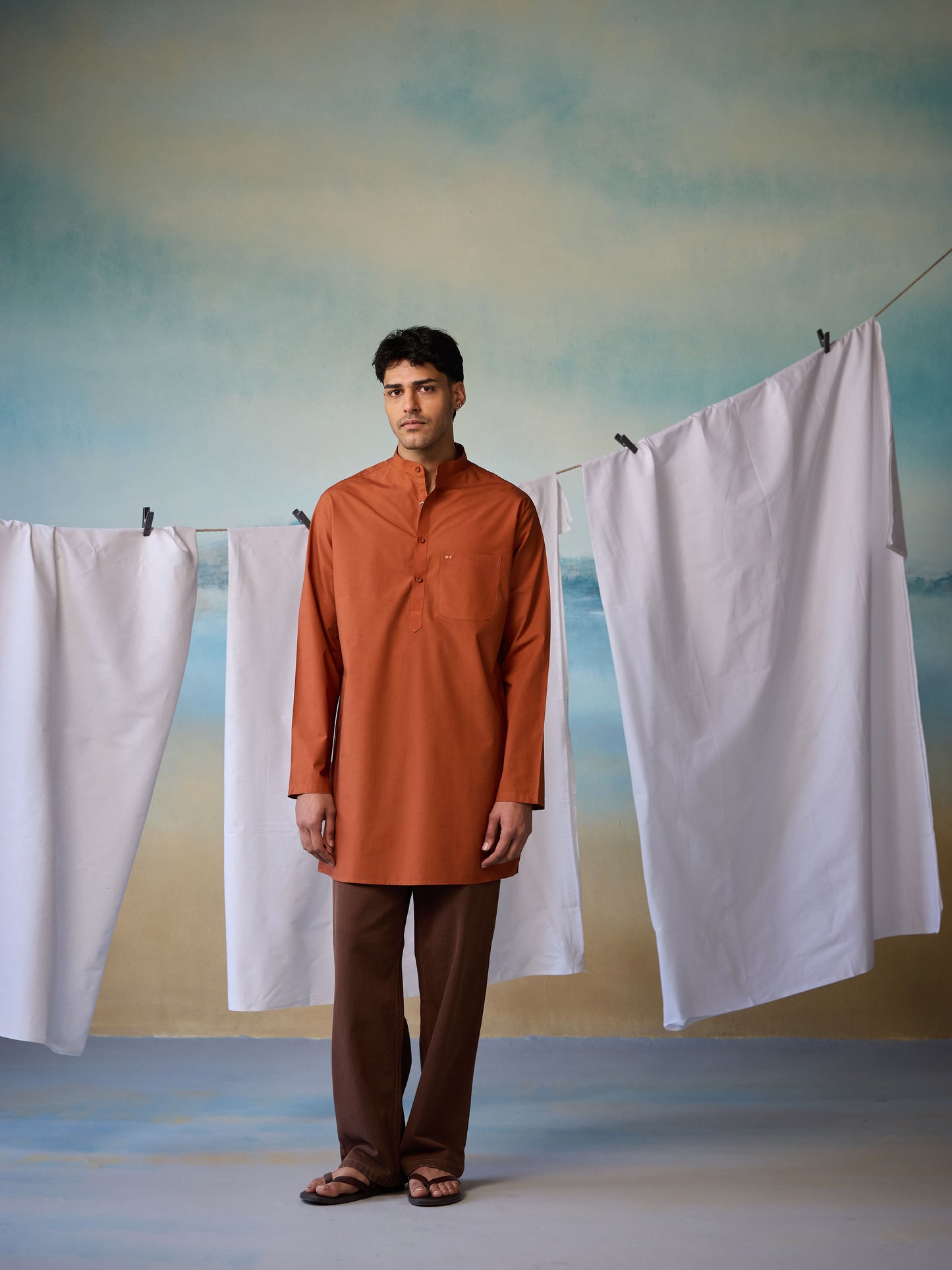 Misraa Signature Kurta - Umber Brown (Men)