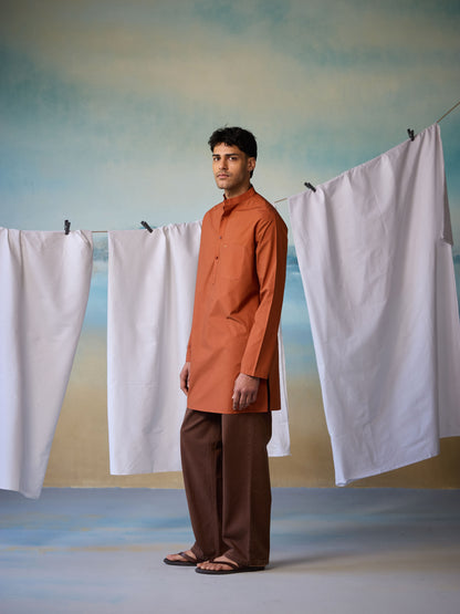 Misraa Signature Kurta - Umber Brown (Men)