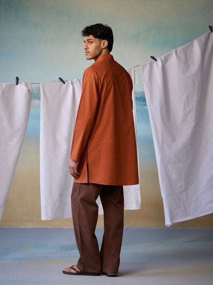 Misraa Signature Kurta - Umber Brown (Men)