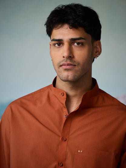 Misraa Signature Kurta - Umber Brown (Men)