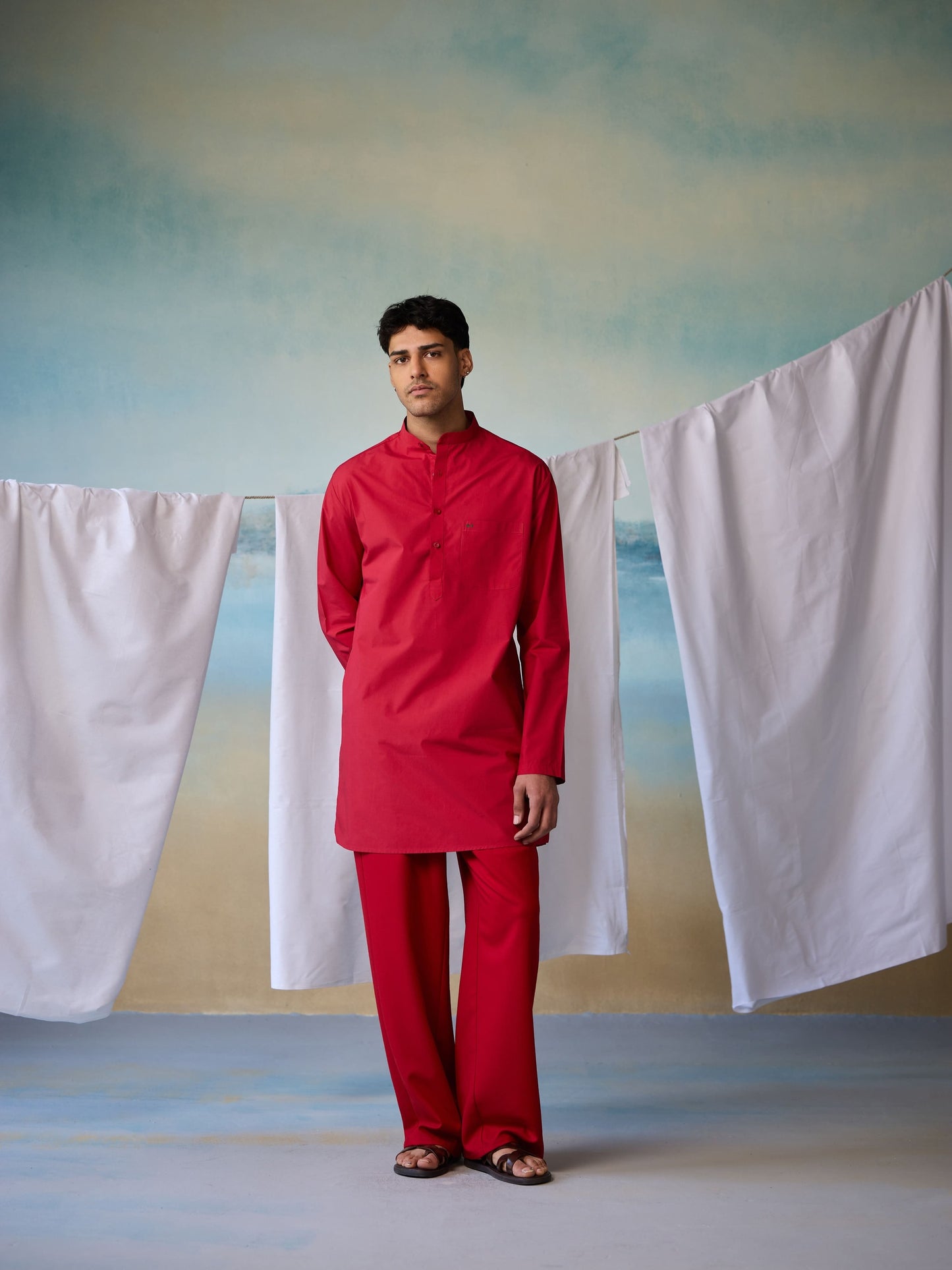 Misraa Signature Kurta - Red (Men)