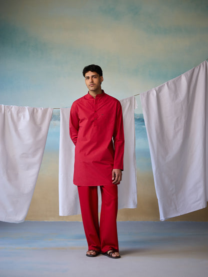 Misraa Signature Kurta - Red (Men)