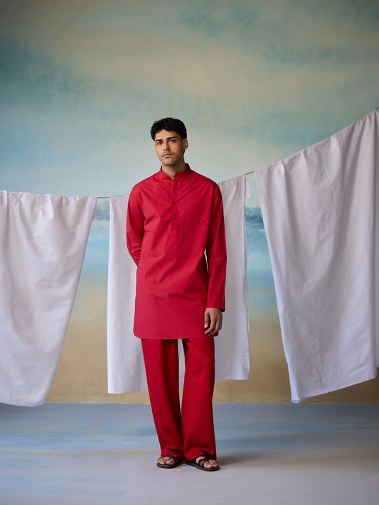 Misraa Signature Kurta - Red (Men)