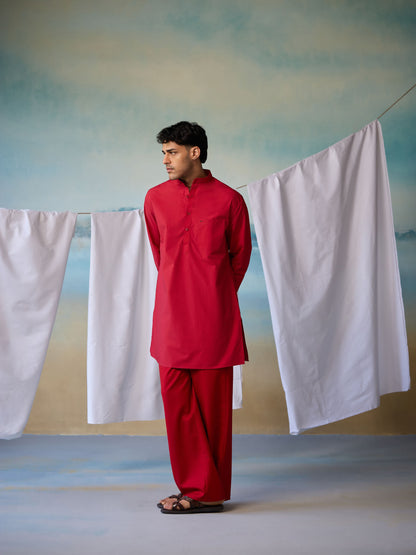 Misraa Signature Kurta - Red (Men)