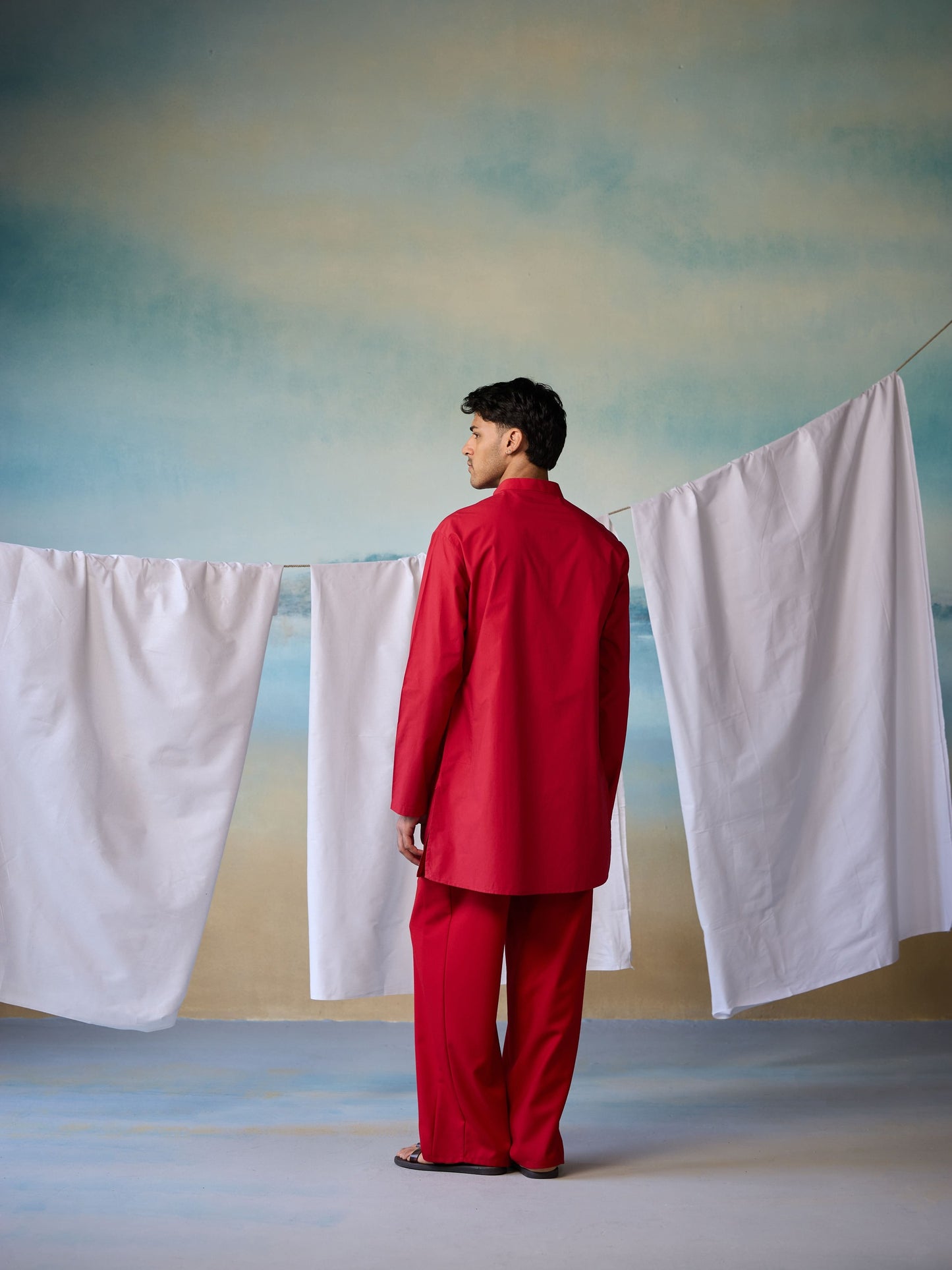 Misraa Signature Kurta - Red (Men)
