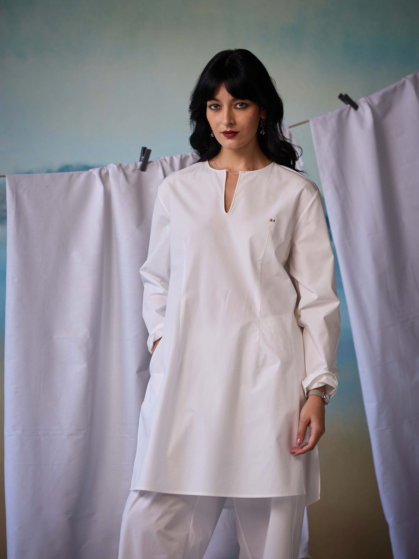 Misraa Signature V Neck Kurta