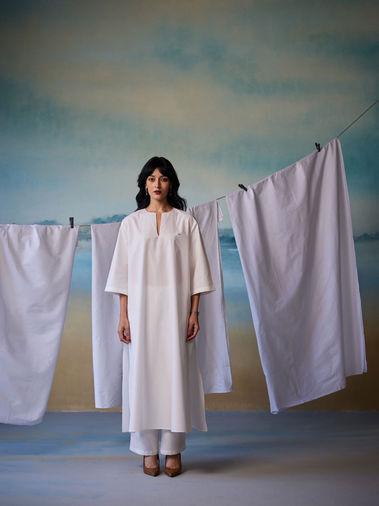 Misraa Signature V Neck Long Kurta
