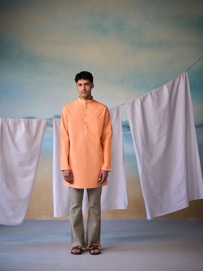 Misraa Signature Kurta - Papaya Orange (Men)