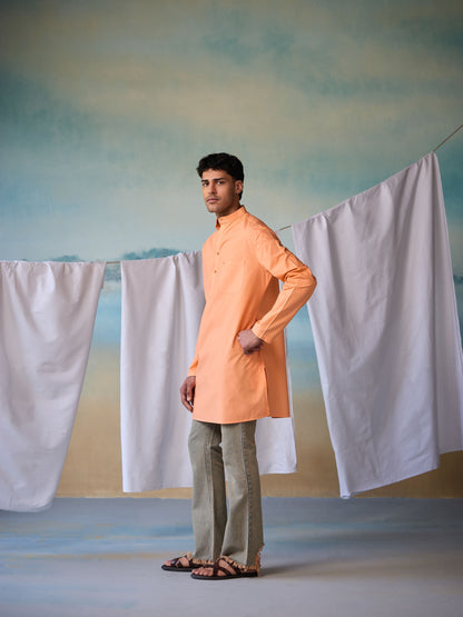 Misraa Signature Kurta - Papaya Orange (Men)