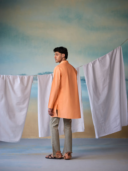 Misraa Signature Kurta - Papaya Orange (Men)