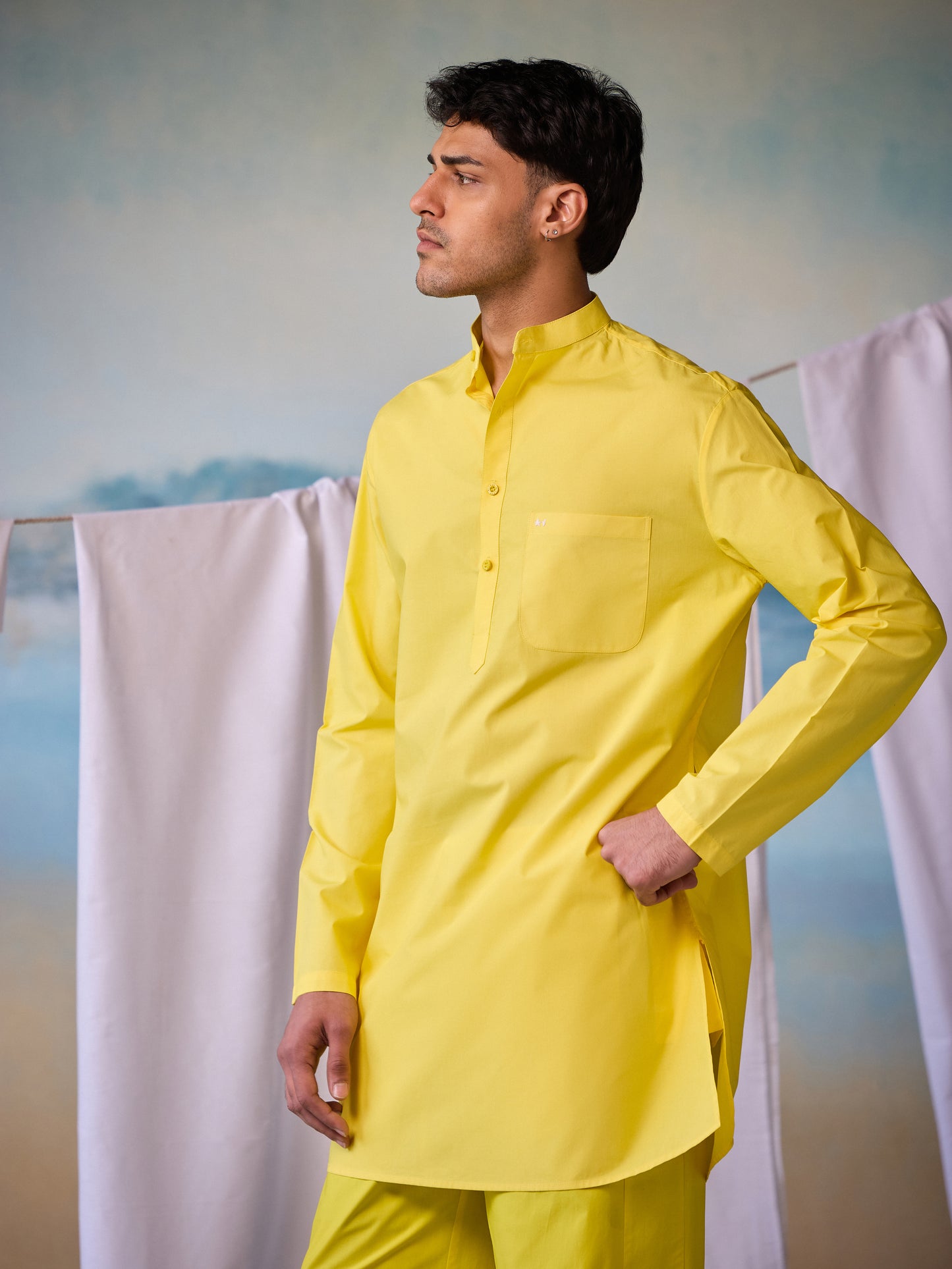 Misraa Signature Kurta - Shining Yellow (Men)