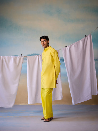 Misraa Signature Kurta - Shining Yellow (Men)