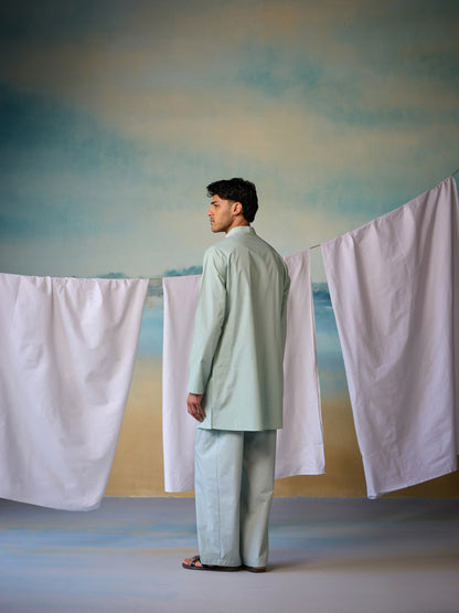 Misraa Signature Kurta - Aqua Grey (Men)