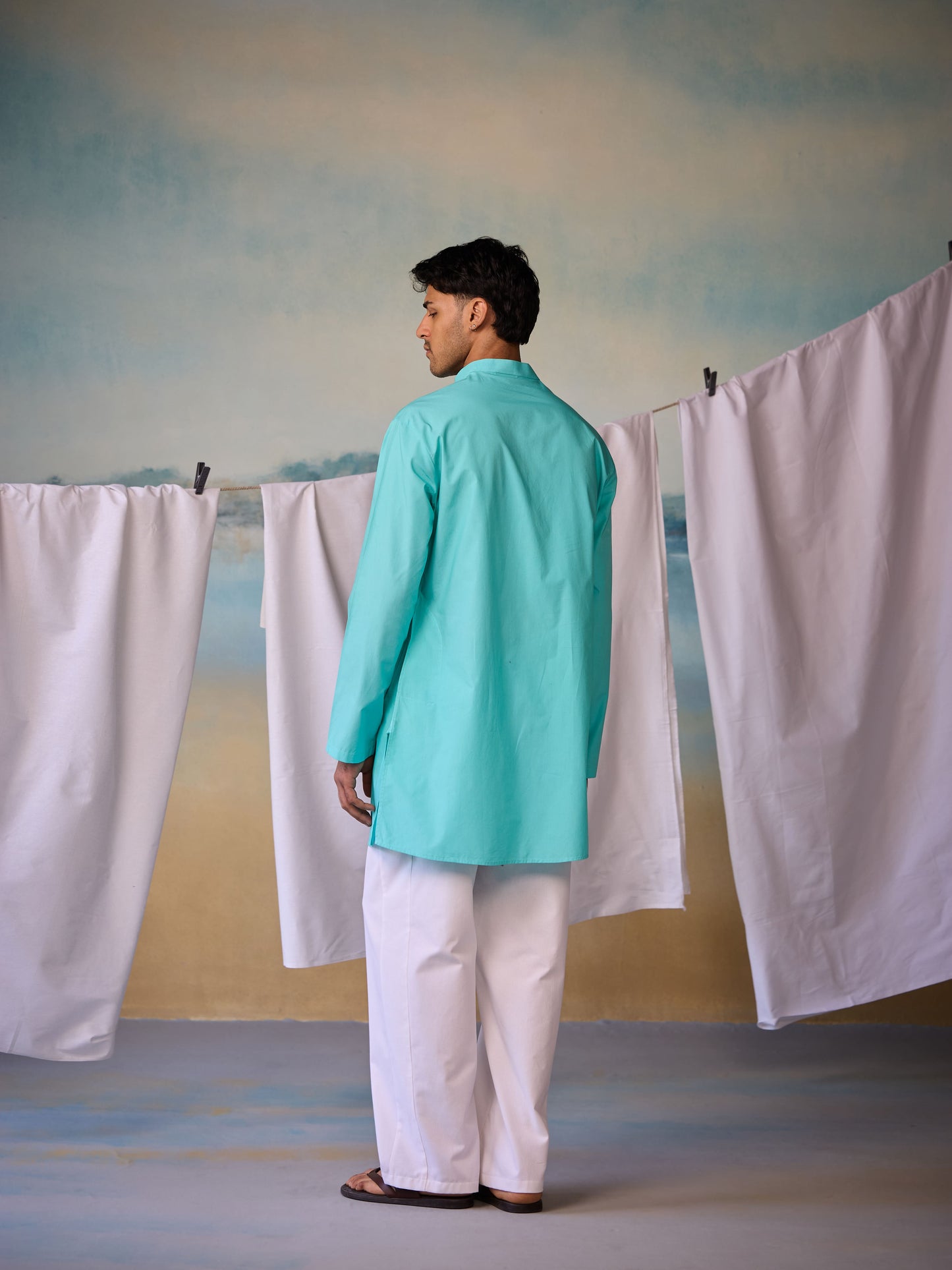 Misraa Signature Kurta - Bright Teal (Men)