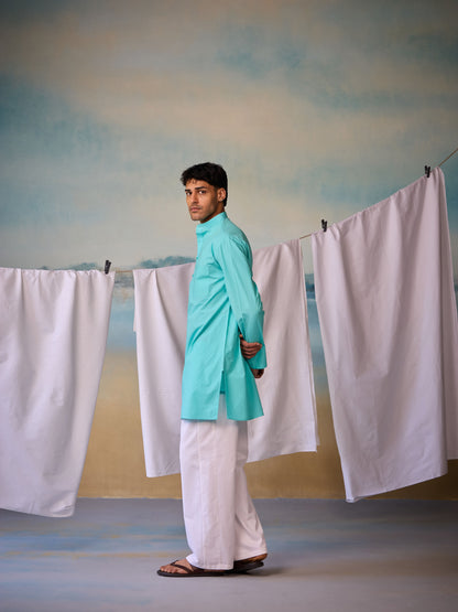 Misraa Signature Kurta - Bright Teal (Men)