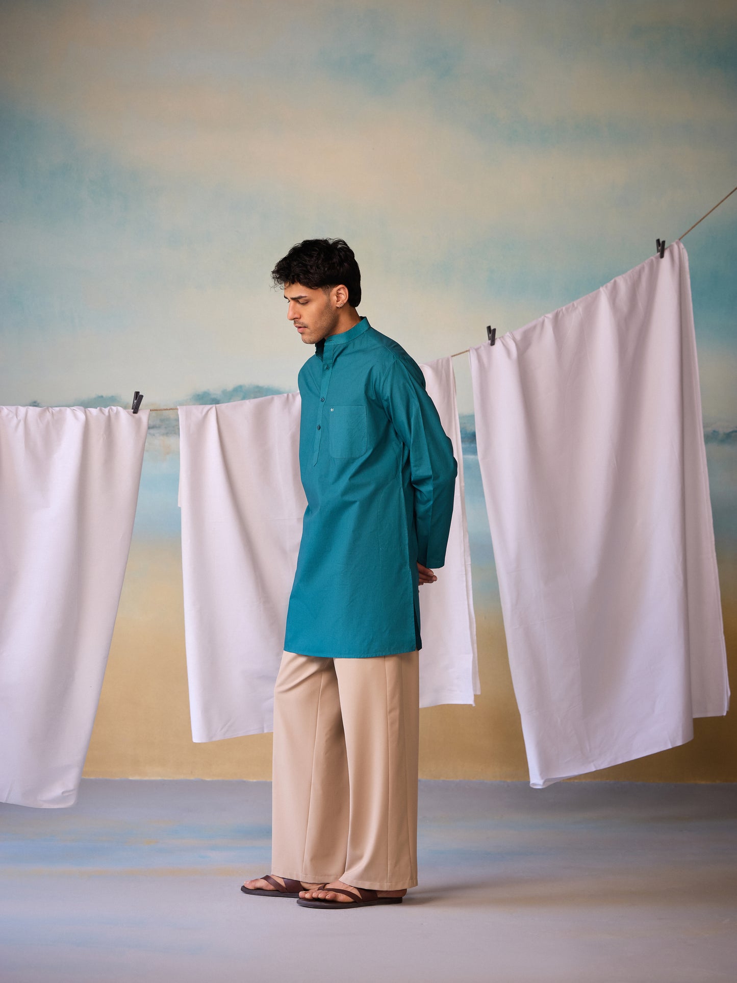 Misraa Signature Kurta - Dark Teal (Men)