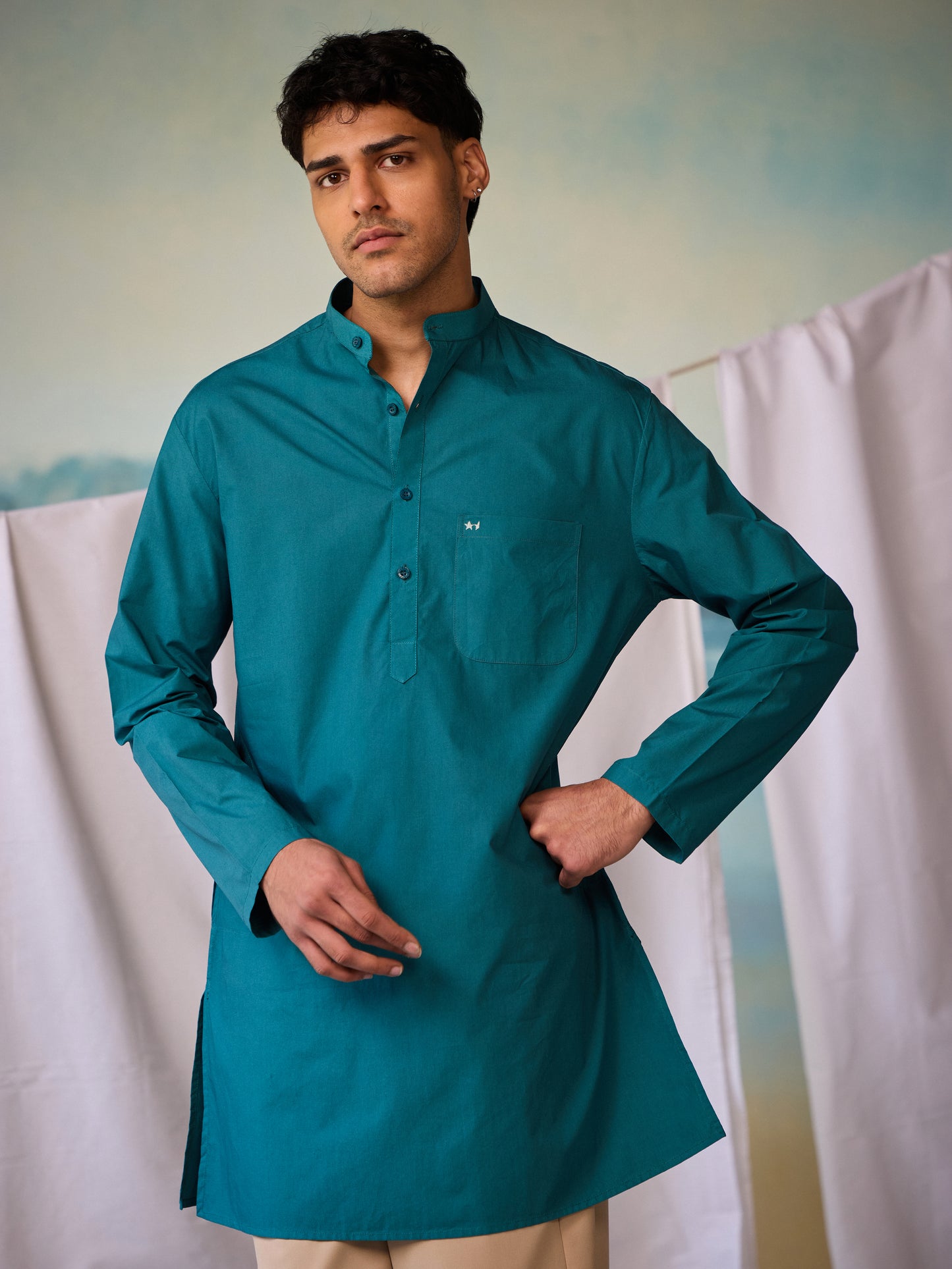 Misraa Signature Kurta - Dark Teal (Men)