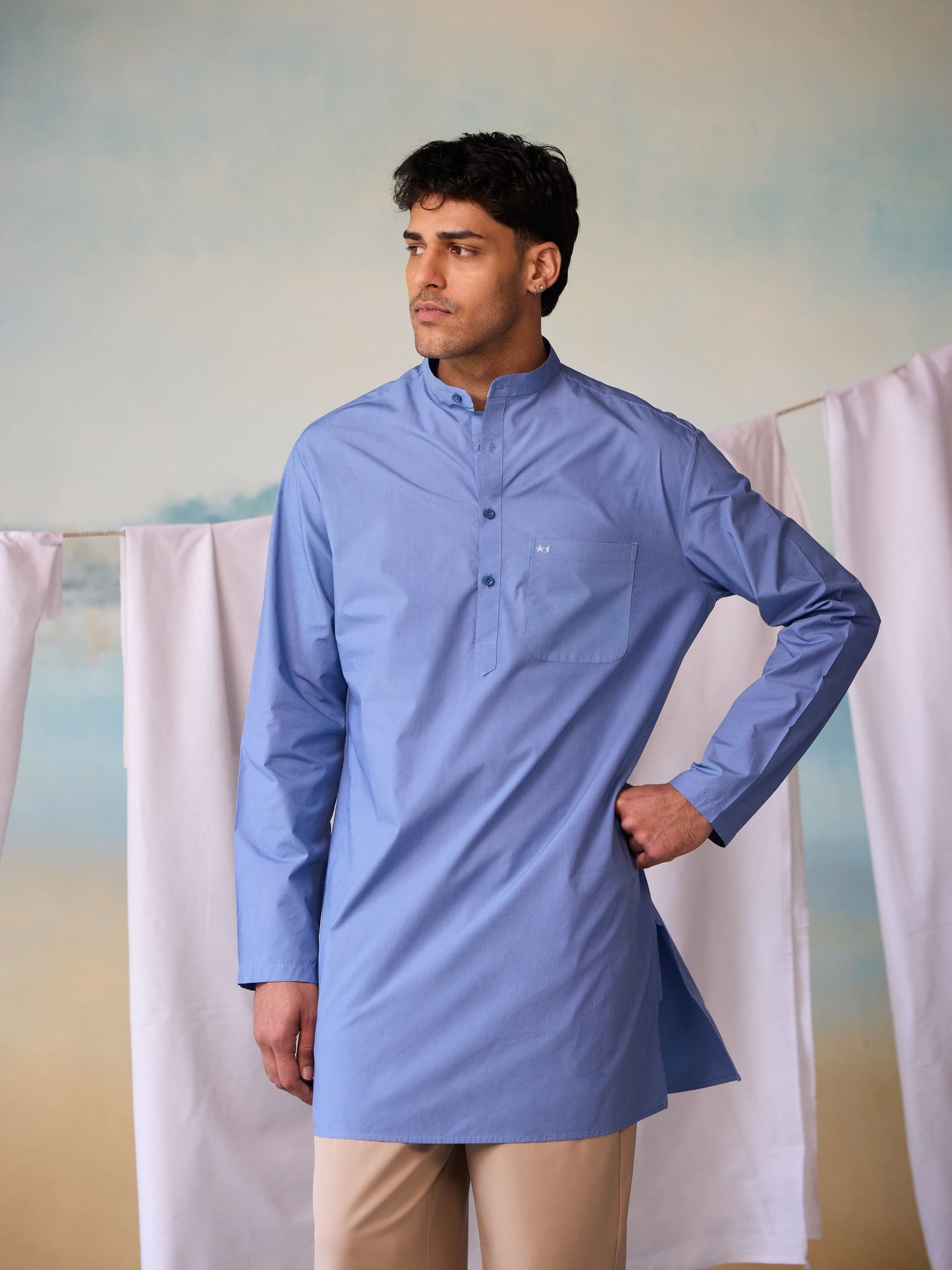 Misraa Signature Kurta - Dusk Blue (Men)