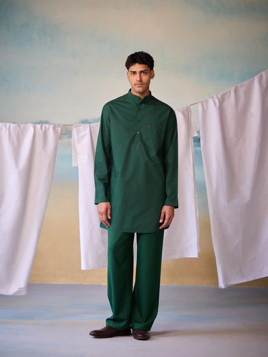 Misraa Signature Kurta - Dark Green (Men)