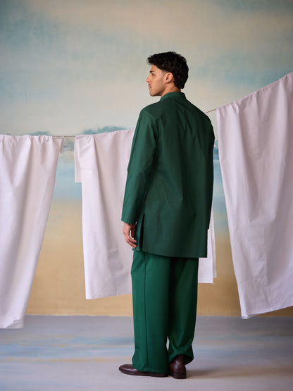 Misraa Signature Kurta - Dark Green (Men)