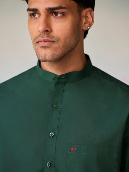 Misraa Signature Kurta - Dark Green (Men)