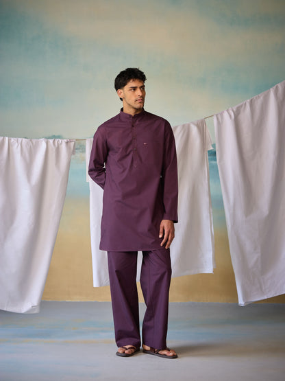 Misraa Signature Kurta - Plum Purple (Men)
