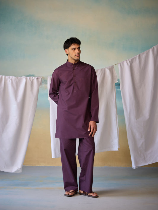 Misraa Signature Kurta - Plum Purple (Men)