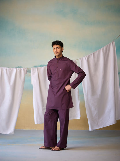 Misraa Signature Kurta - Plum Purple (Men)