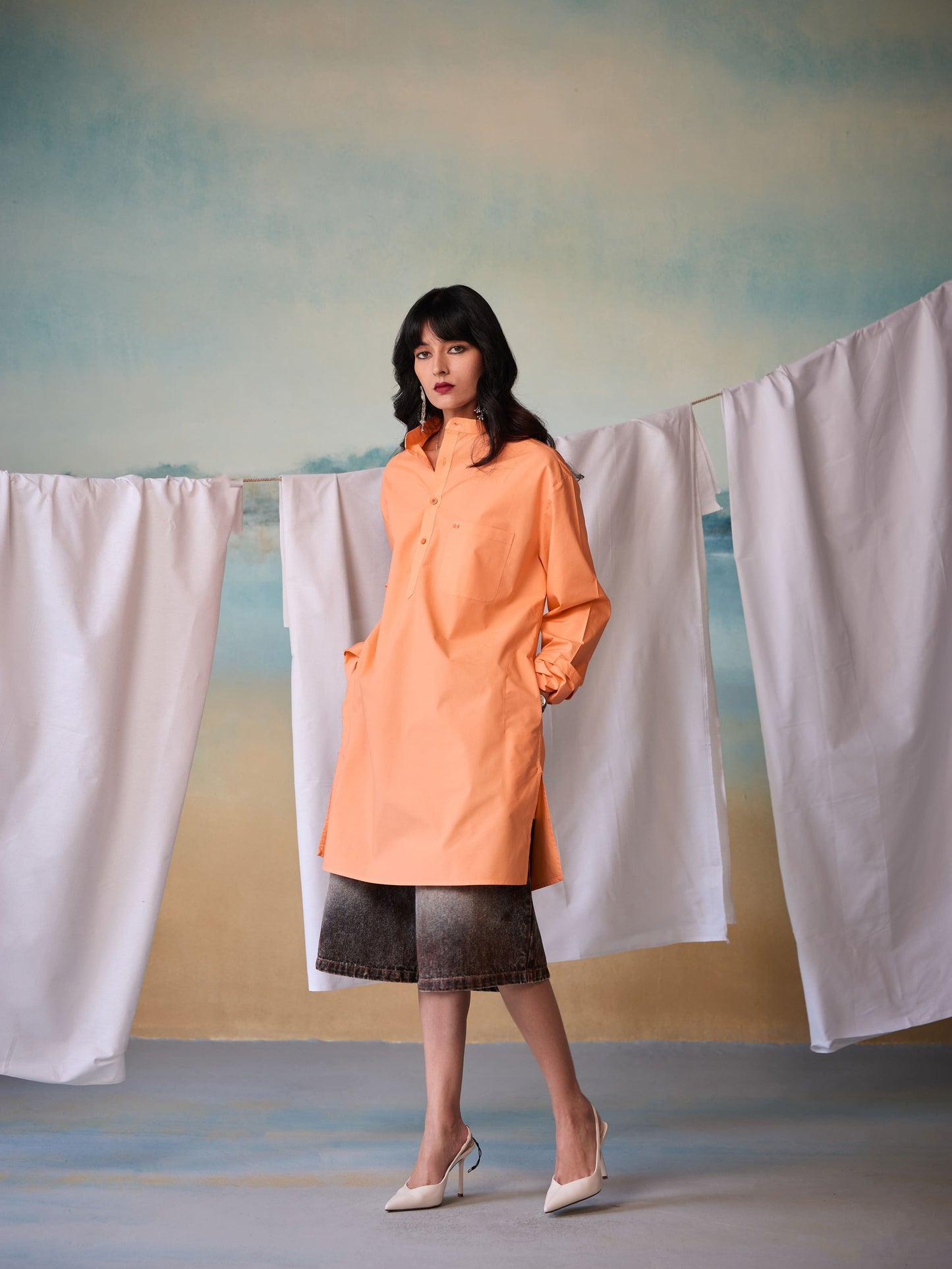 Misraa Signature Kurta - Papaya Orange (Women)