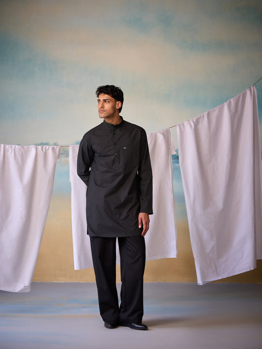 Misraa Signature Kurta - Black (Men)