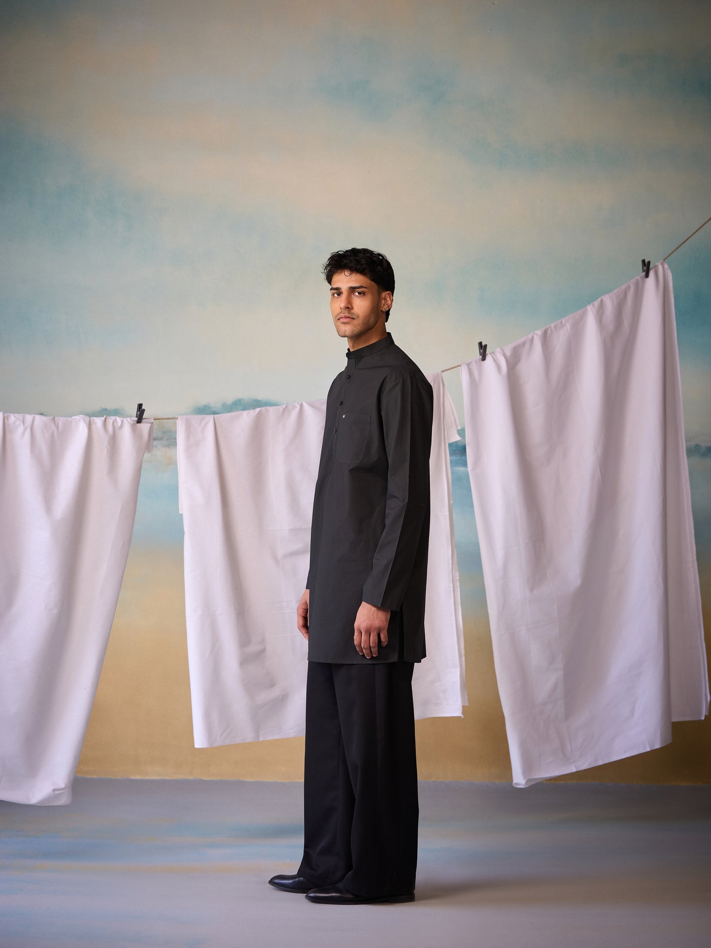 Misraa Signature Kurta - Black (Men)