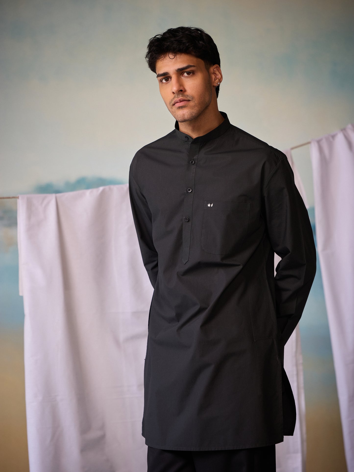 Misraa Signature Kurta - Black (Men)
