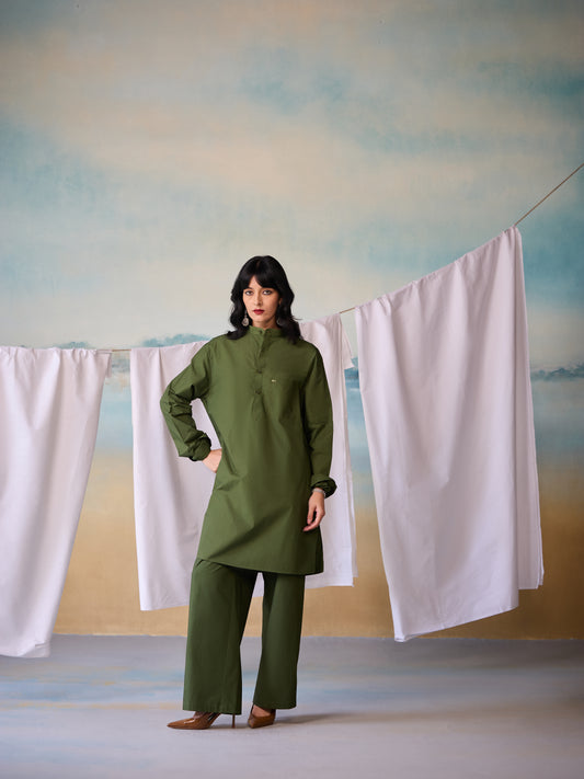 Misraa Signature Kurta - Chive Green (Women)