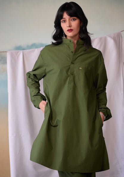 Misraa Signature Kurta - Chive Green (Women)
