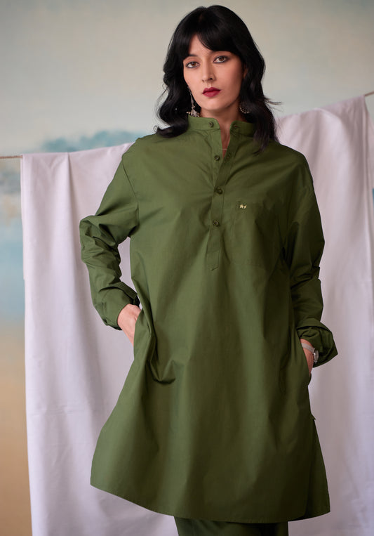 Misraa Signature Kurta - Chive Green (Women)