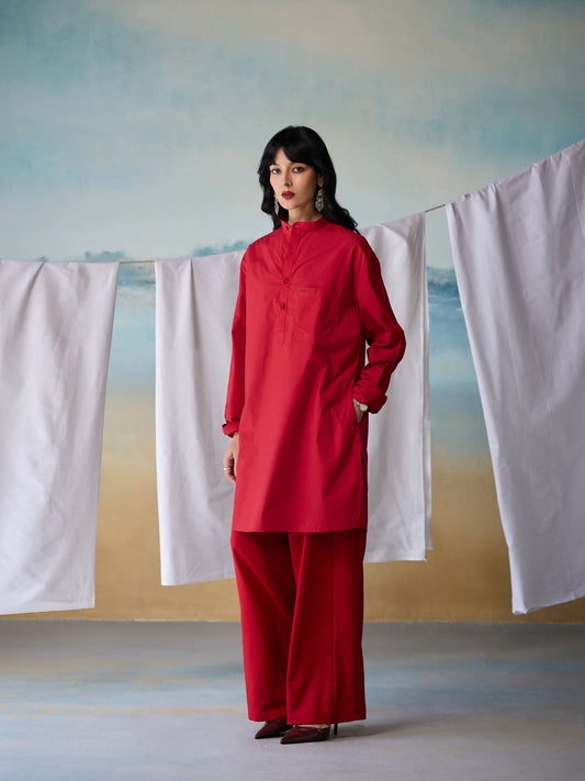 Misraa Signature Kurta - Red (Women)