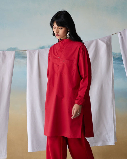 Misraa Signature Kurta - Red (Women)