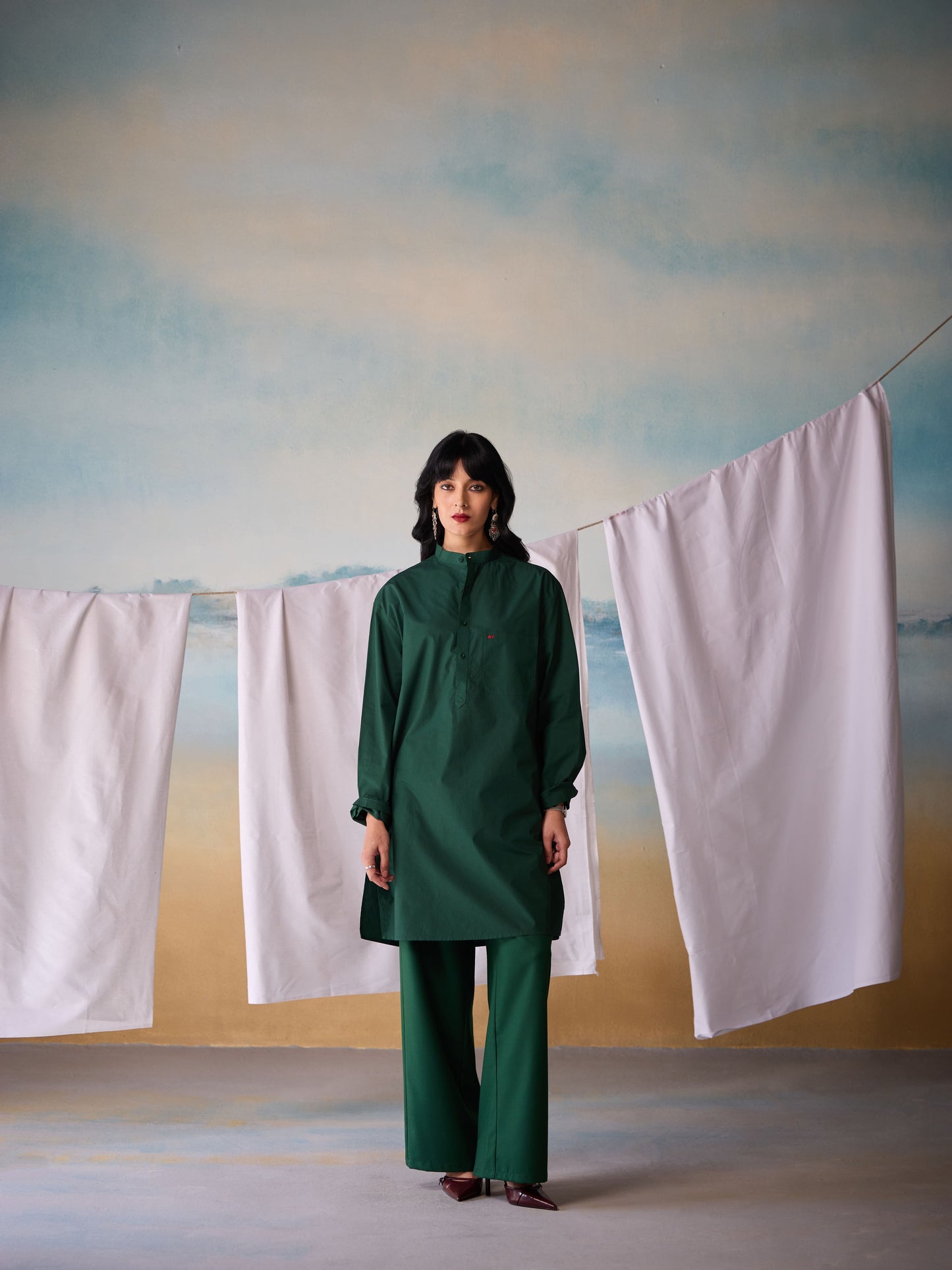 Misraa Signature Kurta - Dark Green (Women)