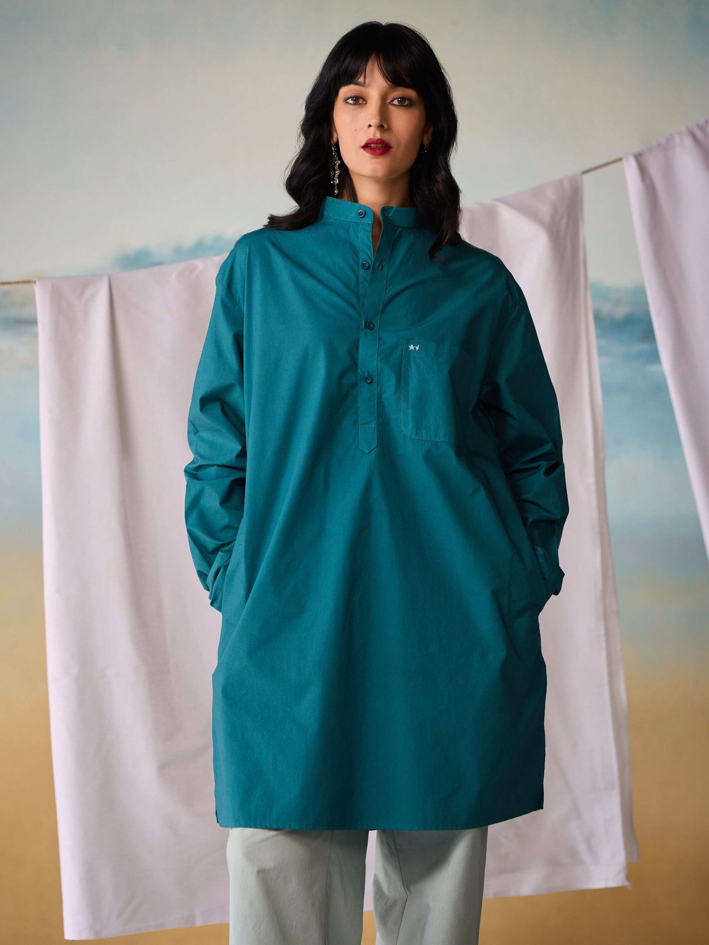 Misraa Signature Kurta - Dark Teal (Women)