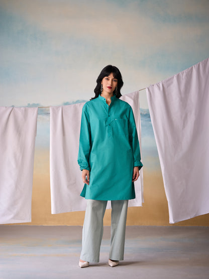 Misraa Signature Kurta - Teal Blue (Women)
