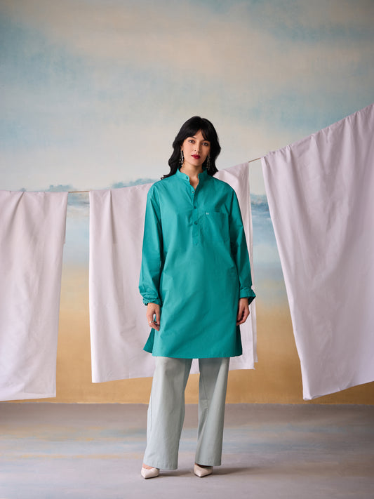 Misraa Signature Kurta - Teal Blue (Women)