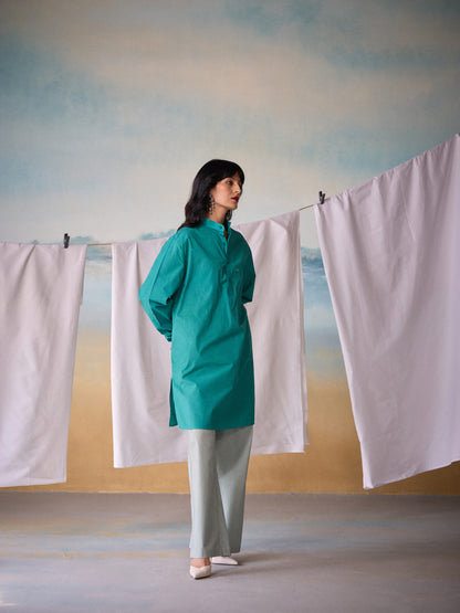 Misraa Signature Kurta - Teal Blue (Women)
